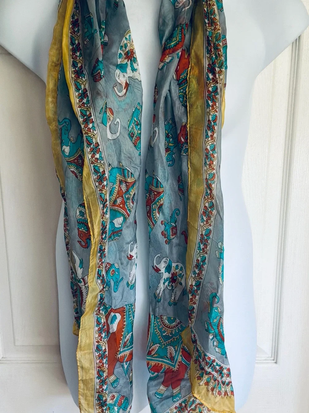 Elephant print silk scarf